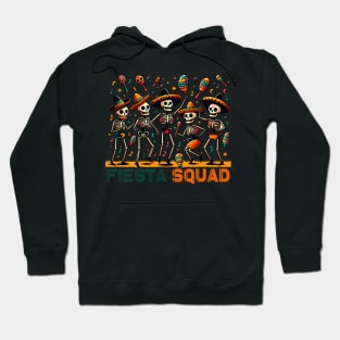 Fiesta Squad Cinco de Mayo Dancing Skeletons Sombreros Maracas Hoodie